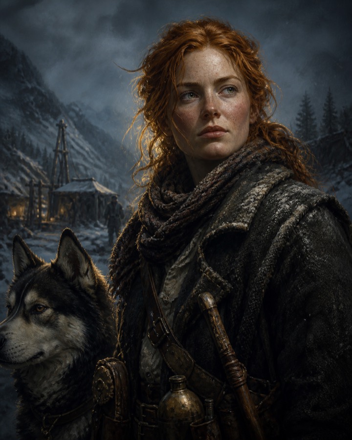 Nellie Cashman with her Husky companion