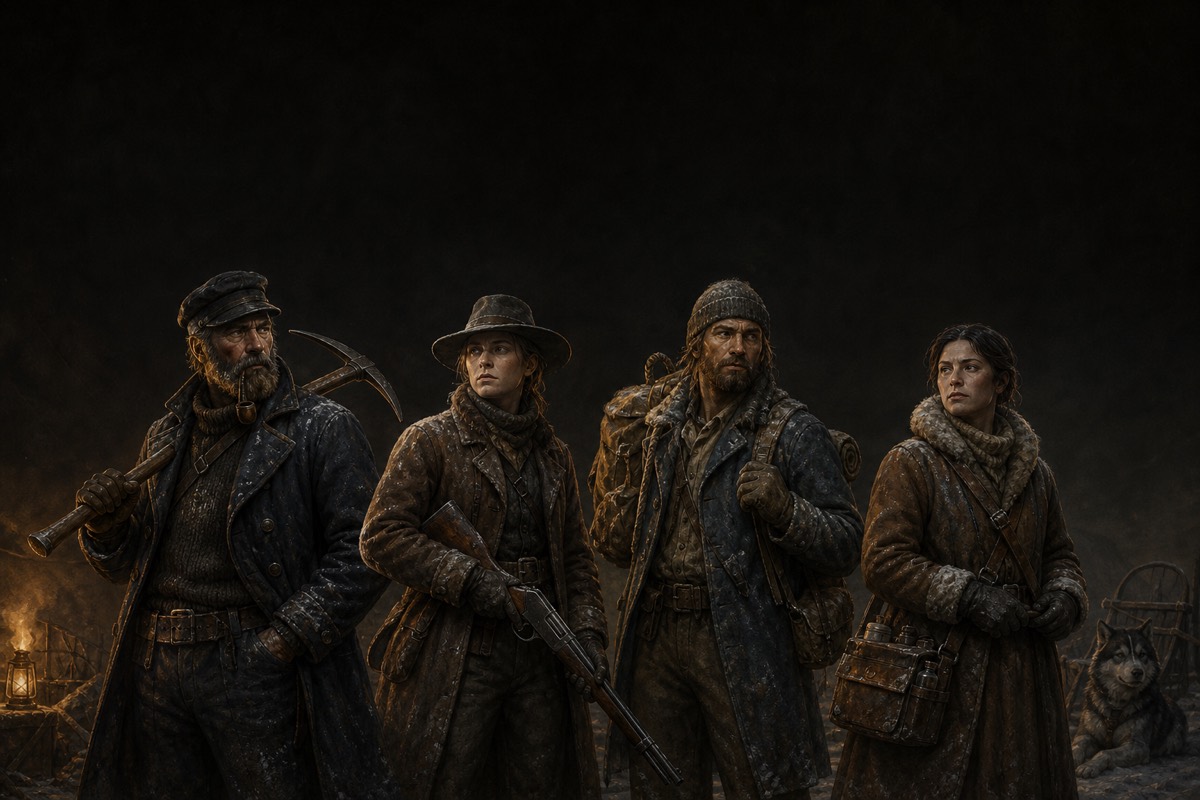 Original fan-made group illustration of frontier Pioneer archetypes