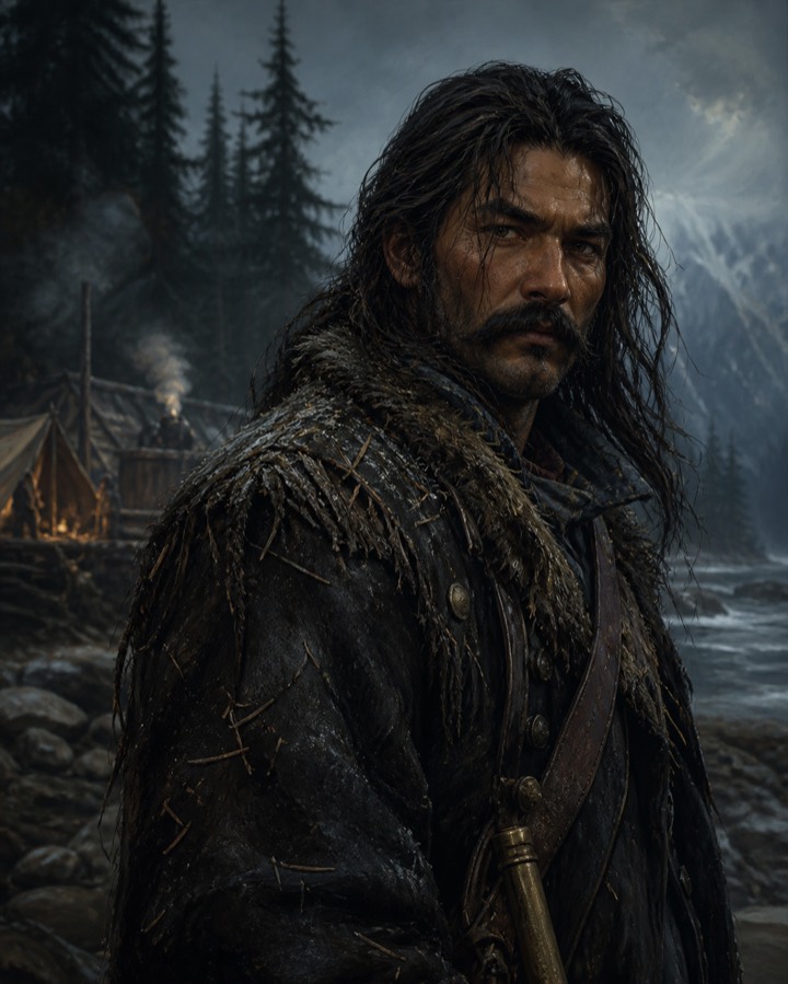Skookum Joe Mason, a silent long-haired frontier scout